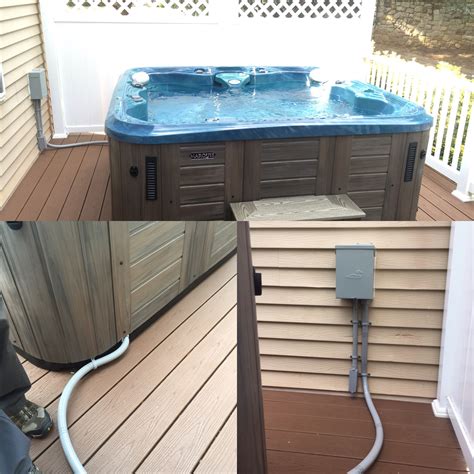 junction box for hot tub wire|outdoor hot tub electrical installation.